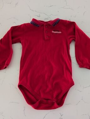 OshKosh B'gosh Red Long-Sleeve Polo One-Piece for Kids
